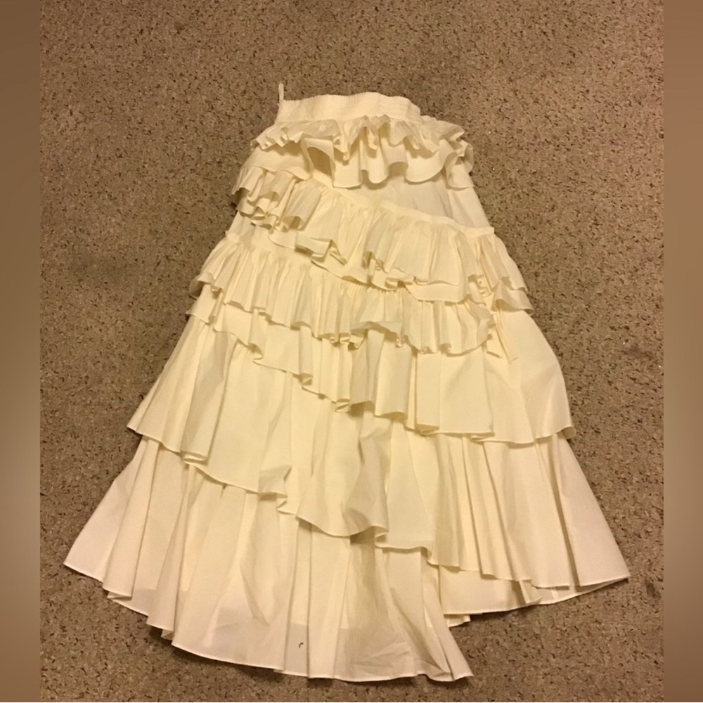 Ulla Johnson Cream Midi Skirt with Ruffled Tiers